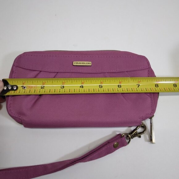 TRAVELON Wristlet Wallet Full Zip Purple Pink Clutch - Picture 10 of 11